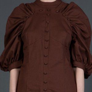 BEULAH Chocolate Mini Dress with Puff Sleeves